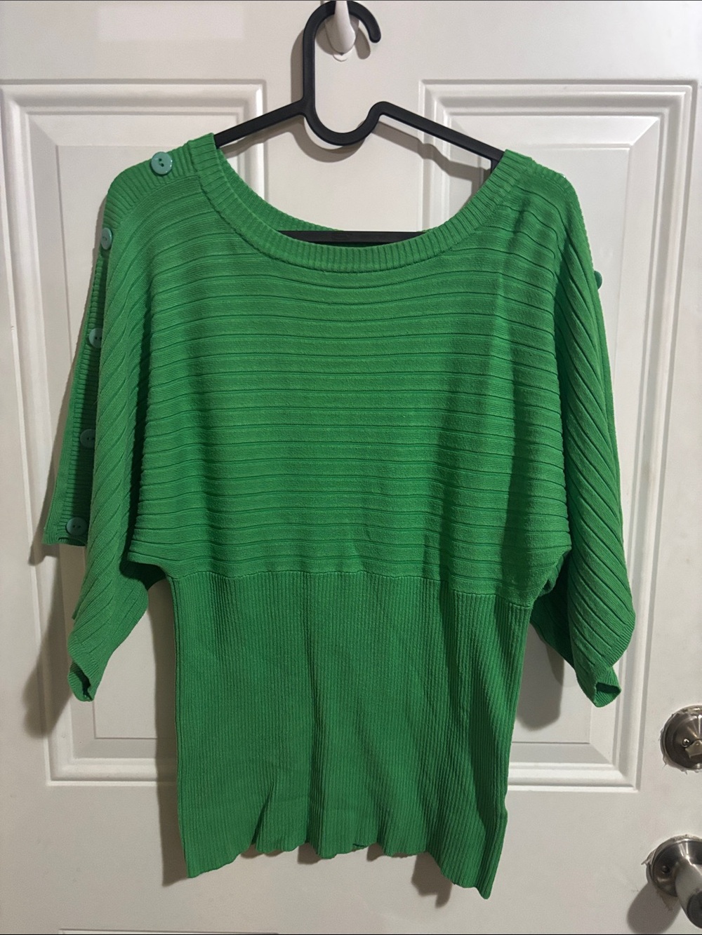Joseph A Green Ribbed Button-Shoulder Pullover